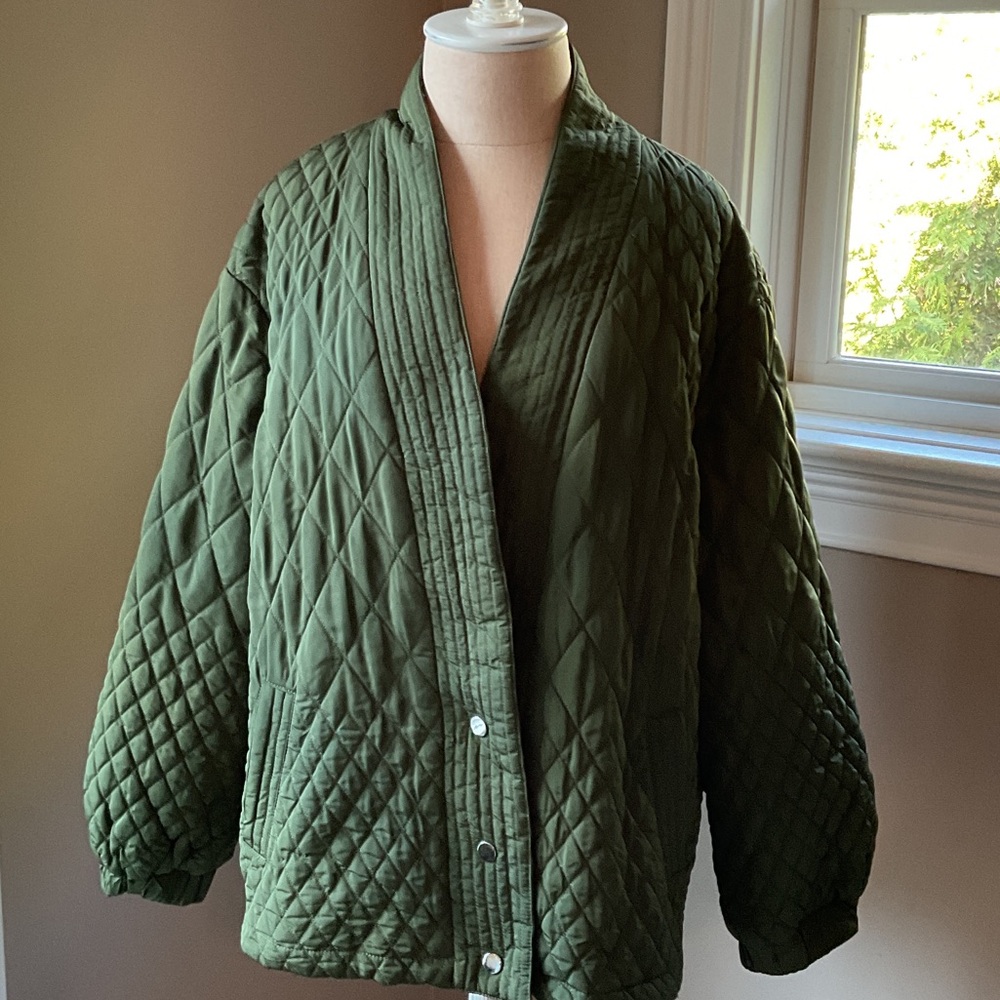 Aqua Green Quilted Utility Jacket